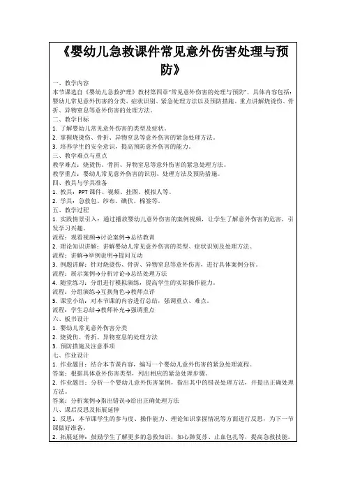 《婴幼儿急救课件常见意外伤害处理与预防》