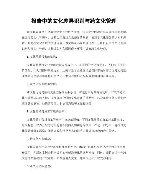 报告中的文化差异识别与跨文化管理