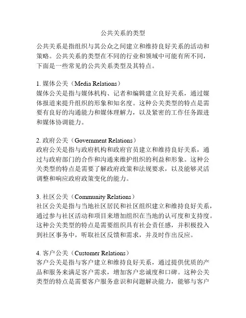 公共关系的类型