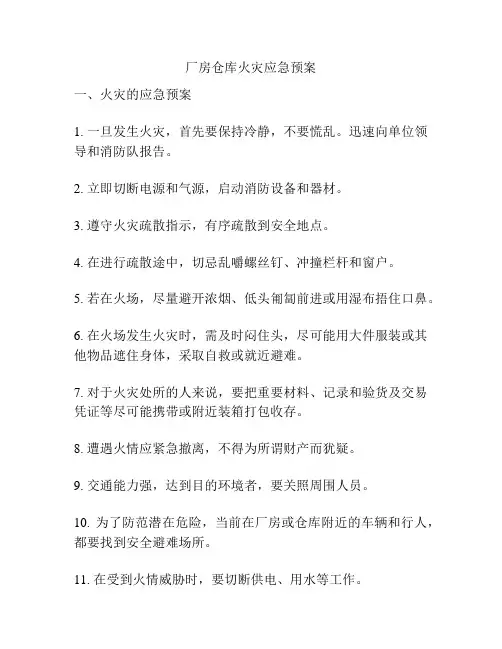 厂房仓库火灾应急预案