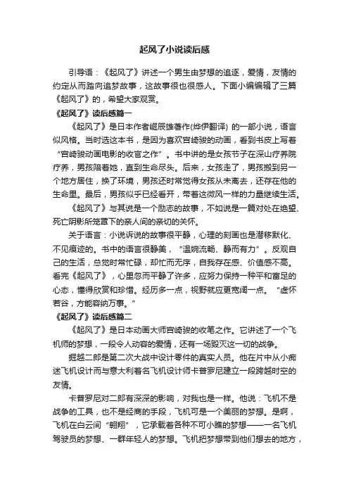 起风了小说读后感