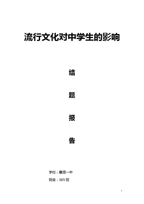 流行文化对中学生的影响