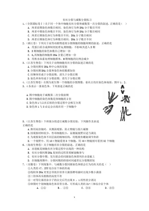有丝分裂与减数分裂题型