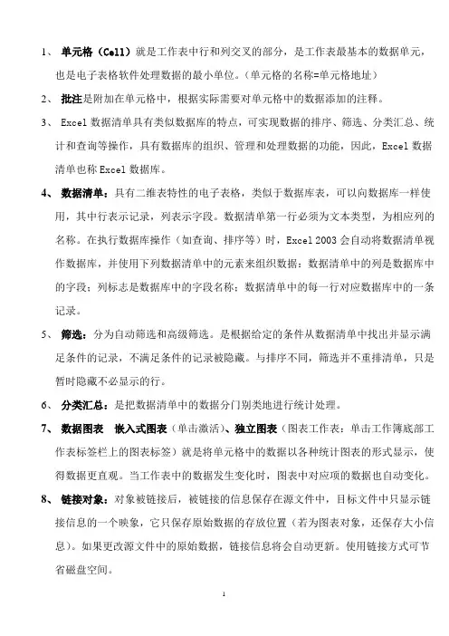 计算机文化基础必背知识点2