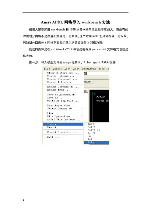 ansysapdl网格导入workbench方法