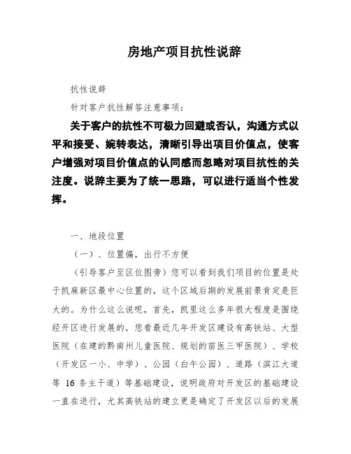 房地产项目抗性说辞