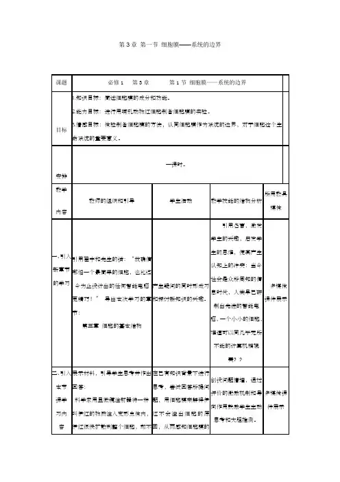 第3篇第一节细胞膜——系统的边界