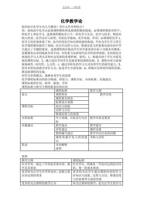 化学教学论期末复习知识点