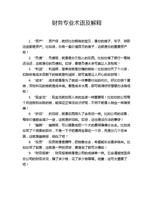 财务专业术语及解释
