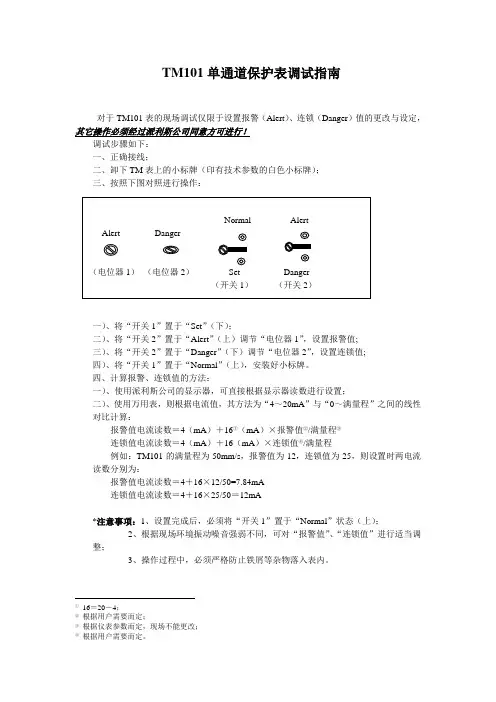 TM101单通道保护表安装及调试指南