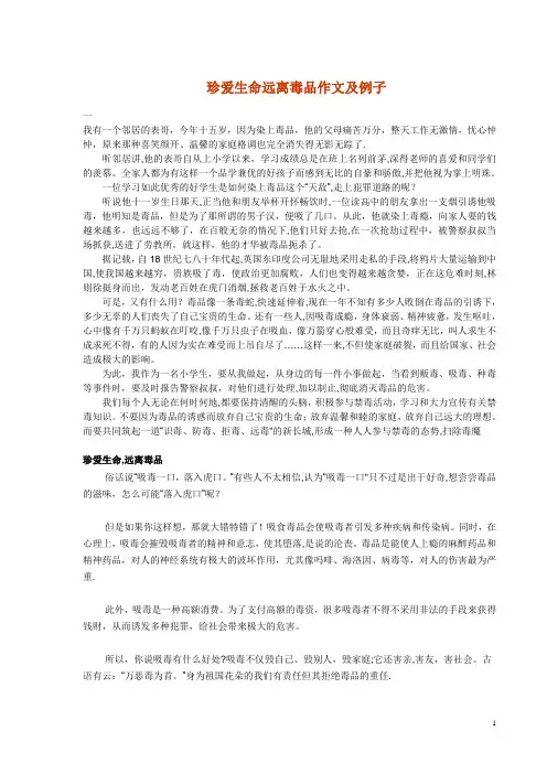 -珍爱生命远离毒品作文及例子