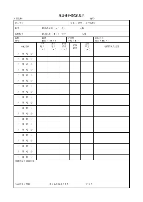 1.3.19灌注桩单桩成孔记录
