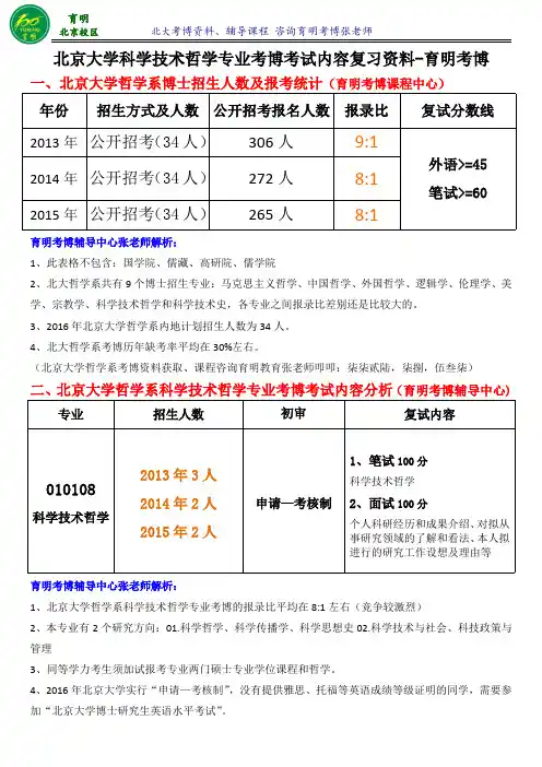 北大科学技术哲学专业考博真题解析参考书招生人数复习资料考试内容-育明考博