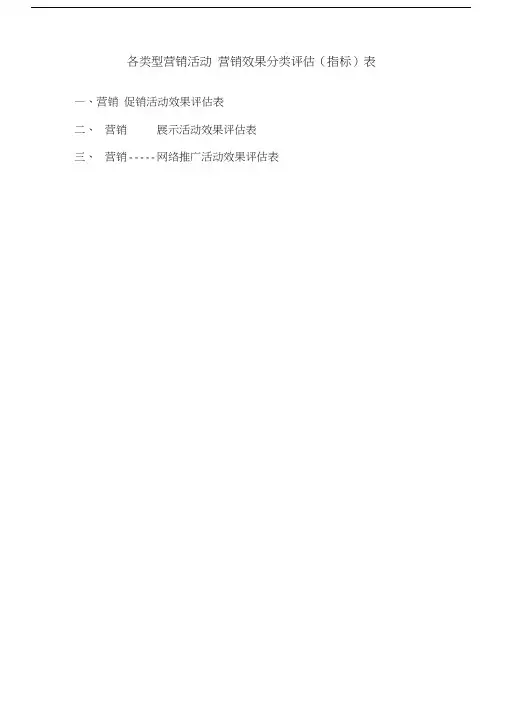 各类型营销活动--营销效果分类评估