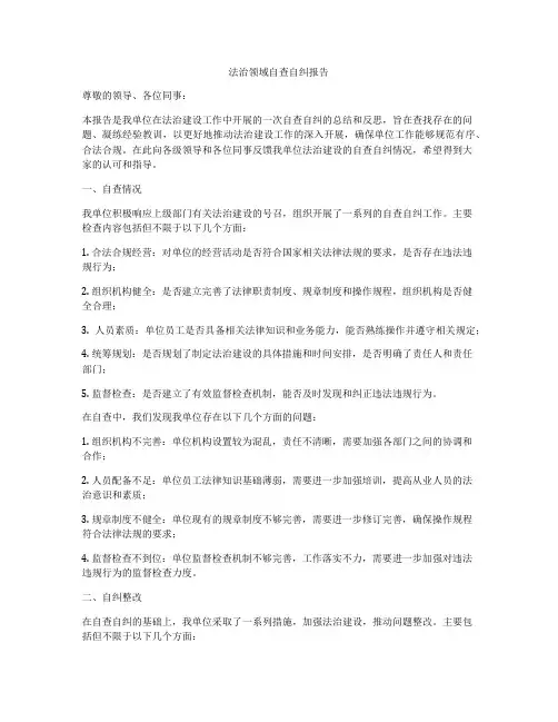 法治领域自查自纠报告
