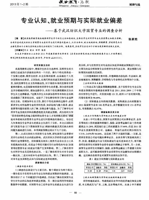 专业认知、就业预期与实际就业偏差——基于武汉纺织大学国贸专业的调查分析