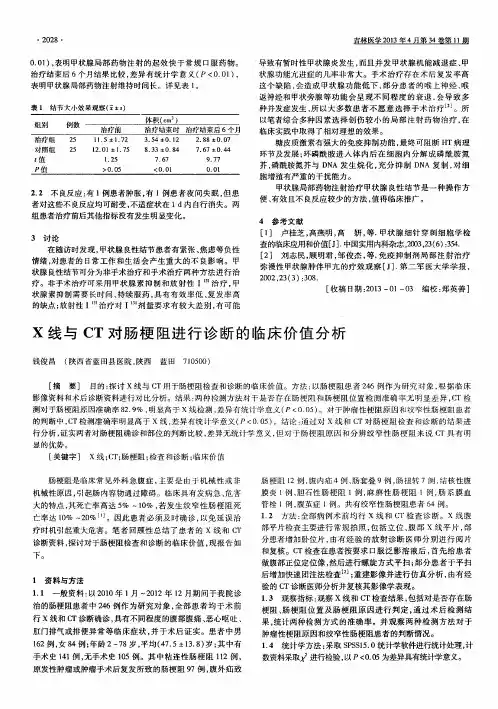 X线与CT对肠梗阻进行诊断的临床价值分析