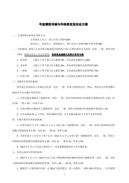 2013年度年终考核及年终奖发放方案草案12-30