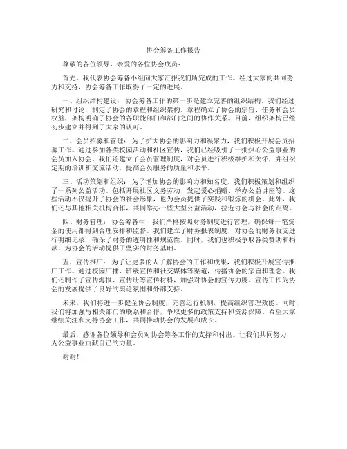 协会 筹备工作报告