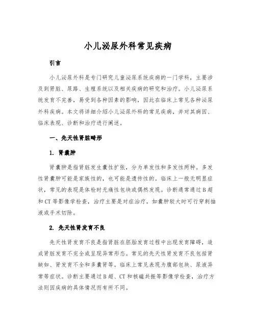 小儿泌尿外科常见疾病