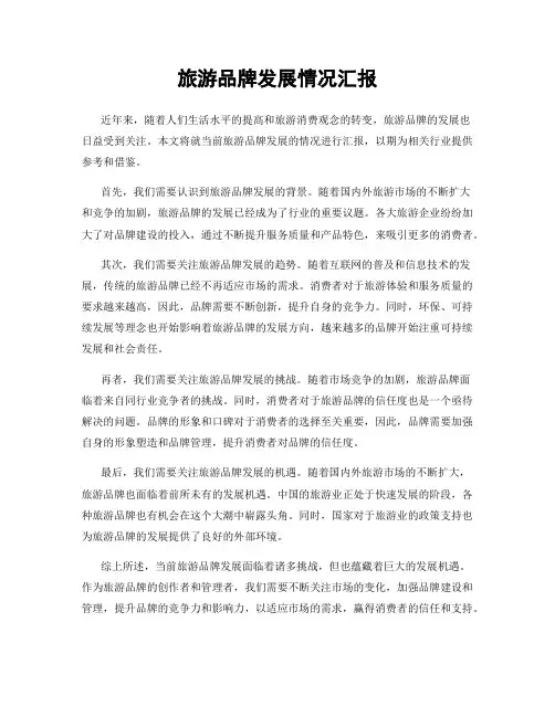 旅游品牌发展情况汇报