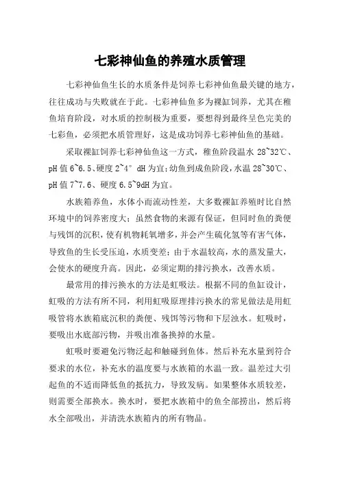 七彩神仙鱼的养殖水质管理