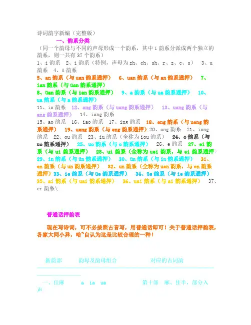 诗词韵字