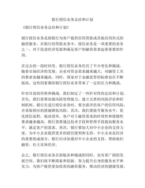 银行授信业务总结和计划