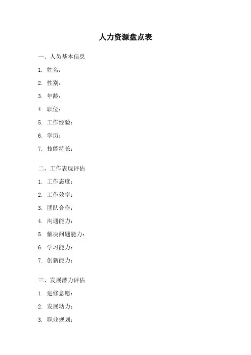 人力资源盘点表