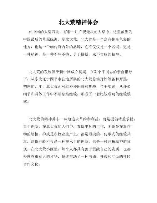 北大荒精神体会