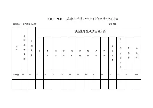 小学毕业生全科合格情况统计表 - 副本