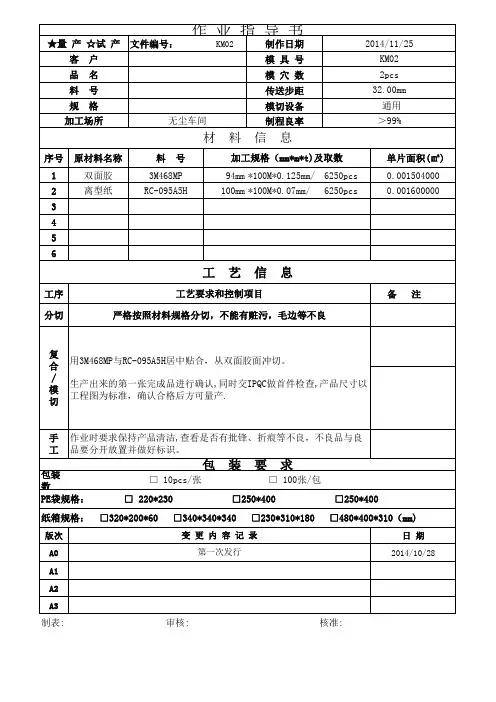 模切行业SOP模板