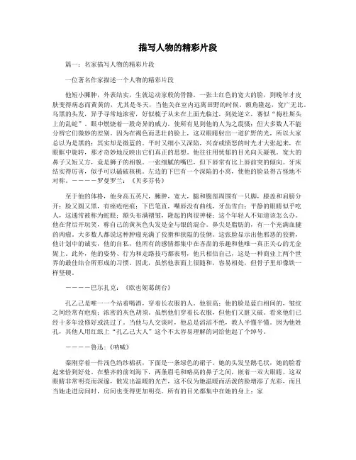 描写人物的精彩片段