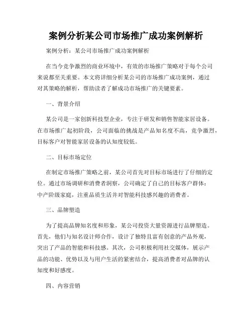 案例分析某公司市场推广成功案例解析