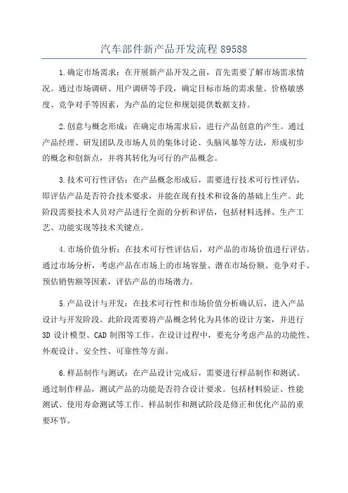 汽车部件新产品开发流程89588
