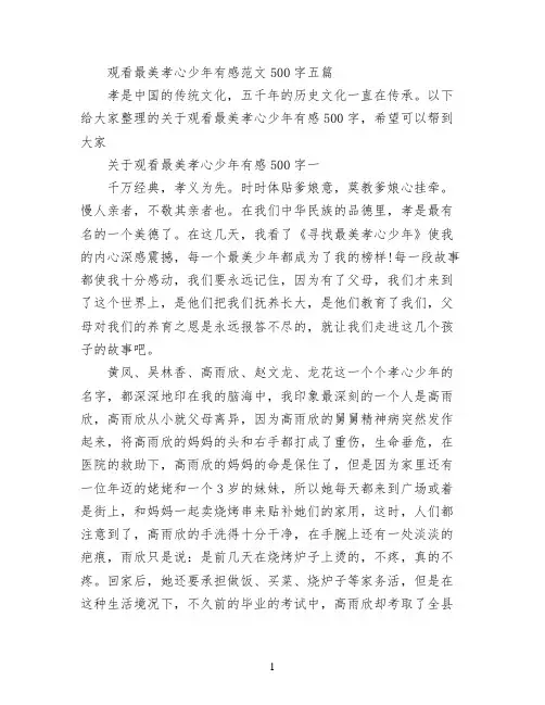 观看最美孝心少年有感范文500字五篇