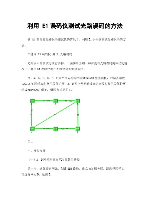 利用E1误码仪测试光路误码的方法