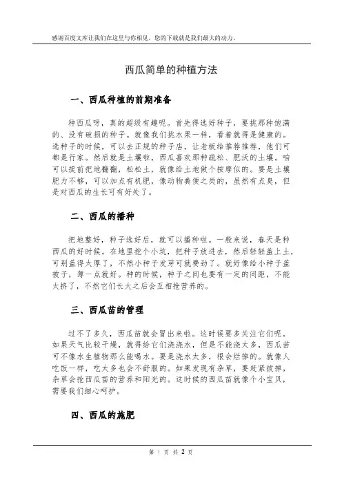 西瓜简单的种植方法