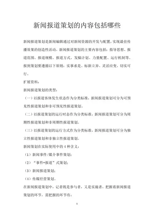 新闻报道策划的内容包括哪些