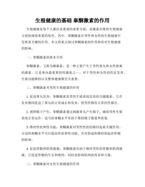 生殖健康的基础 睾酮激素的作用