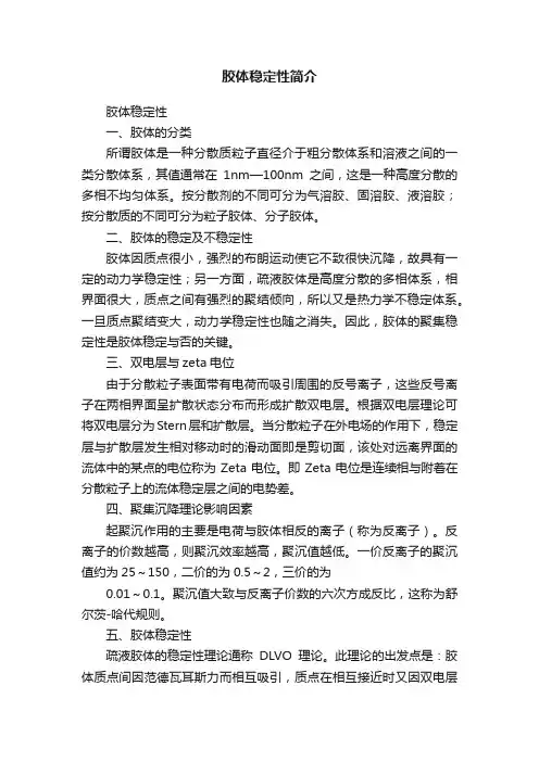 胶体稳定性简介