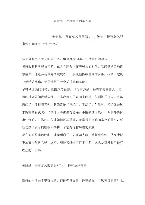 暑假里一件有意义的事5篇