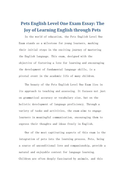 pets英语一级考试作文