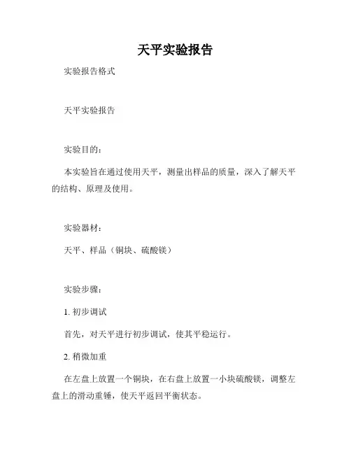 天平实验报告