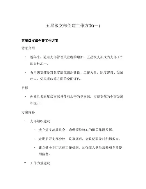 五星级支部创建工作方案(一)