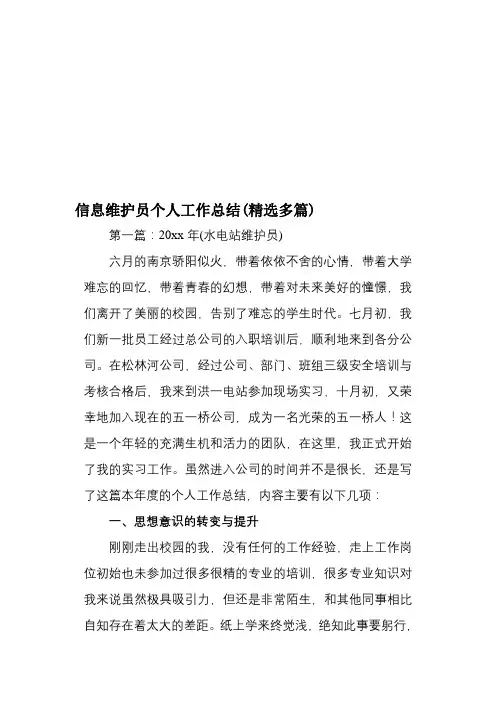 信息维护员个人工作总结