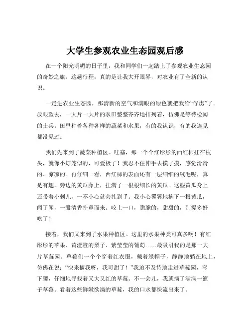 大学生参观农业生态园观后感