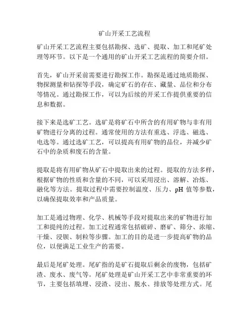 矿山开采工艺流程