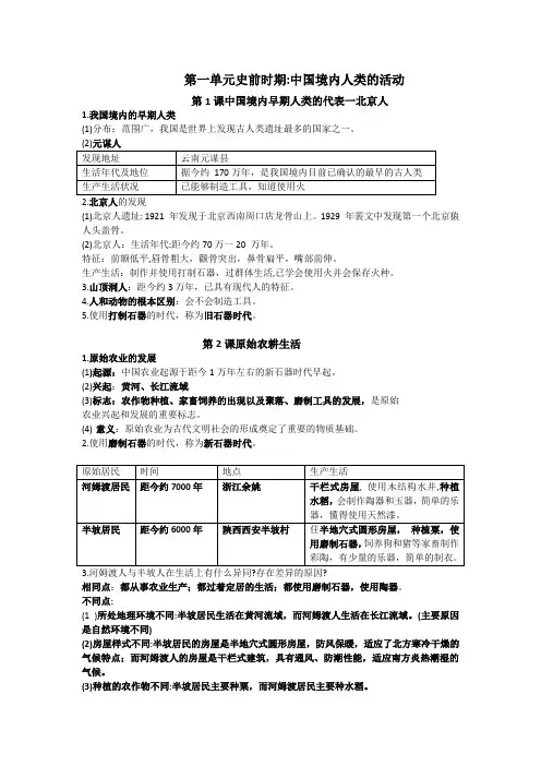 七年级 上册 历史