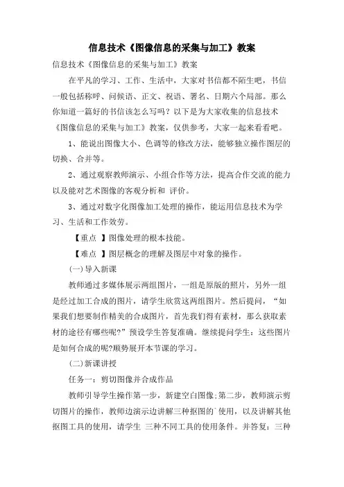 信息技术《图像信息的采集与加工》教案